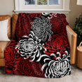 thumbnail image 2 of Floral Pattern Flannel Blanket for Bed,Travel and Camping, Outline White Red Chrysanthemum Graphic Super Soft Cozy Blanket for All Seasons 40"x50", 2 of 7