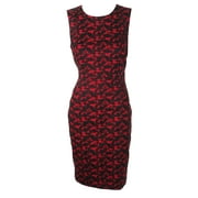 Calvin Klein Black Red Sleeveless Printed Sheath Dress 10