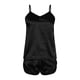 thumbnail image 4 of Conjunto de pijama sexy de seda para mujer: camisola y pantalones cortos de satén, tirantes finos en V, ropa de dormir tipo lencería para todas las estaciones, 4 of 5