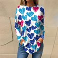 thumbnail image 2 of Inglocry Valentine's Day Women's Funny Heart Print Shirt Fashion Casual Long Sleeve Shirts 2026 Crew Neck Pullover Top Blue L, 2 of 5