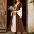thumbnail image 3 of BRGZLK Medieval Renaissance Dress for Women 2026 Trendy Color Block Square Neck Lace Up Goth Costumes Dresses for Ren Fair Halloween Cosplay Brown 2XL, 3 of 9
