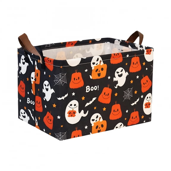XIBUFE 2026 New 1-Pack Large Halloween Storage Baskets with Handles. A Foldable,Fabric Storage Bin&Organizer. A Rectangular Toy&Laundry Basket for Closets,Kids' Rooms&Shelves.