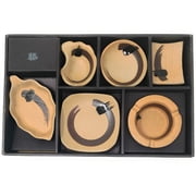 TJ Global Set of 6 Small Japanese Pottery Ceramic Dishes for Dips, Salsa, Snacks, Side Dishes, Sauce - Assorted Shapes and Sizes