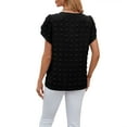 thumbnail image 3 of TEMOFON Womens Summer Tops Chiffon Blouses Short Sleeve Crew Neck Shirts Summer Casual Polka Dot Tops Black, 3 of 4