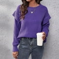 thumbnail image 4 of Herrnalise Women's Knitted Crop Tops Ladies Fashion Casual Pure Color Drop Shoulder Long Sleeve Loose Knitted Sweater Pullover Jumper Sweaters, 4 of 5