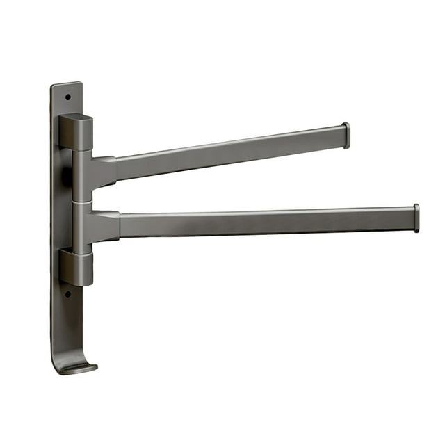 SHAGUOZHOU Swivel Towel Rack Thicken 4 Arm Towel Bar 180° Space Saving Wall Mounted Towel Holder With Hook Rustproof Swing Out Towel Hanger For Bathroom Kitchen Grey