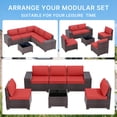 thumbnail image 5 of ALAULM 6 Pieces Patio Conversation Set, Outdoor Sectional PE Rattan Wicker Furniture Seat,Red, 5 of 8