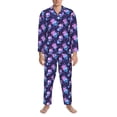 thumbnail image 3 of Naloa Skull starry sky flower leaf Men’s Pajamas Set - Long Sleeve Button Down Sleep Shirt and Pajama Bottoms Sleepwear Set-Medium, 3 of 7