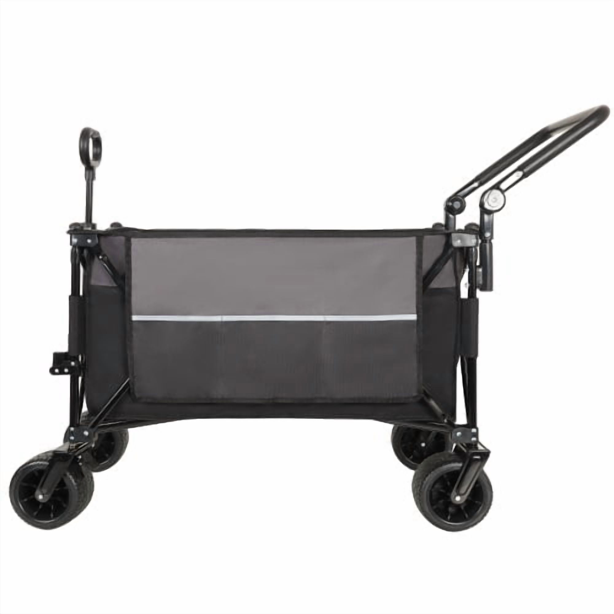 Multi-Functional Push-Pull Folding Wagon Cart with Rotating Handle & 360° All-Terrain Wheels – Heavy-Duty, Adjustable Design, Large Capacity for Transport, Groceries, and Outdoor Use, Khaki- Gray
