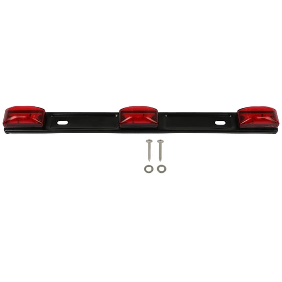 ECCPP 15 3 Light 9 LED Red Clearance ID BAR Marker Light Sealed Truck and Trailer Identification LED Light Bar Trailer Stainless Steel Red Led Strip w/Black Base