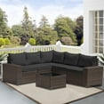 thumbnail image 2 of Gotland 6 Pieces Patio Conversation Set Outdoor Sectional Sofa Set PE Rattan Sectional sofa Set (black), 2 of 6