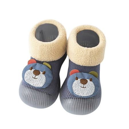 TJAZFJPA Walking Shoes for Babies Toddler Kids Baby Boys Girls Shoes First Walkers Cute Cartoon Thickened Warm Antislip Socks Shoes Prewalker Sneaker Kids Running Shoes Black White