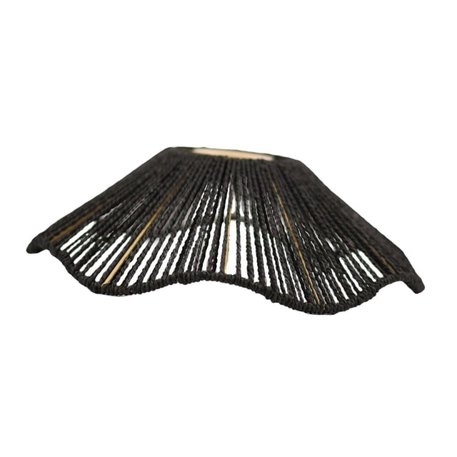Pantalla de cuerda tejida a mano, cubierta de farol de techo para luz de lectura, comedor negro