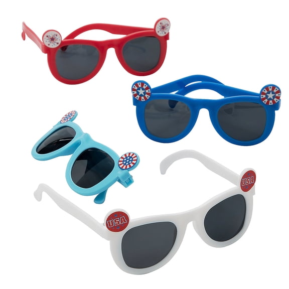5" Kids Patriotic Fun Red, White & Blue Icon Sunglasses - 12 Pc.