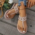 thumbnail image 2 of DAFEI Flip Flops for Women Rhinestone Flat Sandals Comfortable Suitable for Party Vacation Sexy Square Toe Rhinestone Bohemian Sandals, 2 of 8