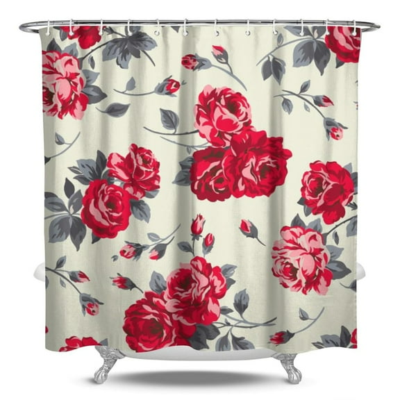 Waterproof Pioneer Shower Curtain 84x72 Inch Polyester Unique Colorful Floral Shower Curtain for Bathroom Hotel Home Decor with 12 Plastic Hooks