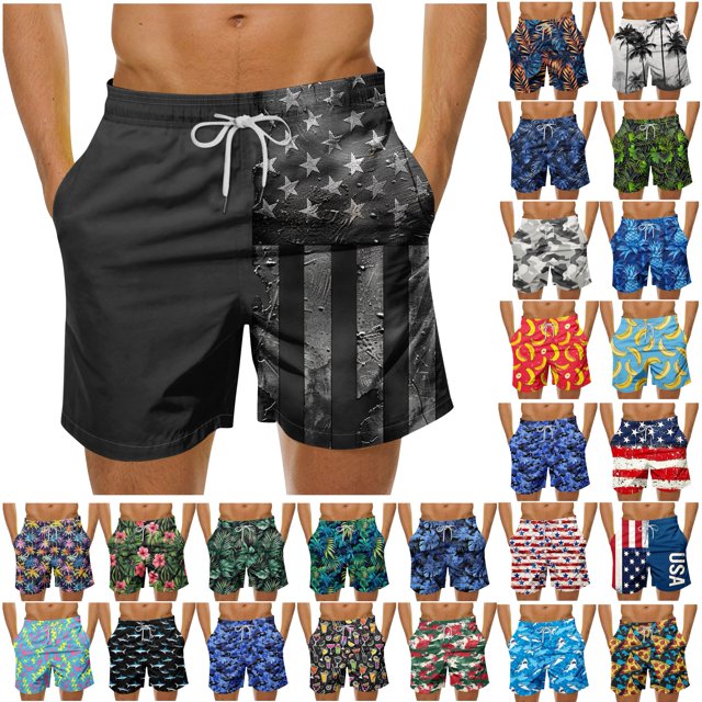 UVEASISHA Big and Tall Swim Trunks for Women Beach Casual Palm Tree Graphic Board Shorts Summer Drawstring Elastic Waist Beach Shorts Sale Of The Day Multicolor 5XL