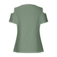 thumbnail image 6 of XIAfhje Women Summer Tunic Tops Casual Comfy Cold Shoulder V Neck Short Sleeve Blouse Tops Solid Color Basic Tunic Tee T-Shirt, 6 of 6