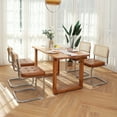 thumbnail image 2 of Zesthouse Rattan Dining Chairs Set of 4, Faux Leather Upholstered Side Chairs with Cane Back and Chrome Legs, Mid-Century Modern Dining Living Room Kitchen Chairs, Brown, 2 of 9