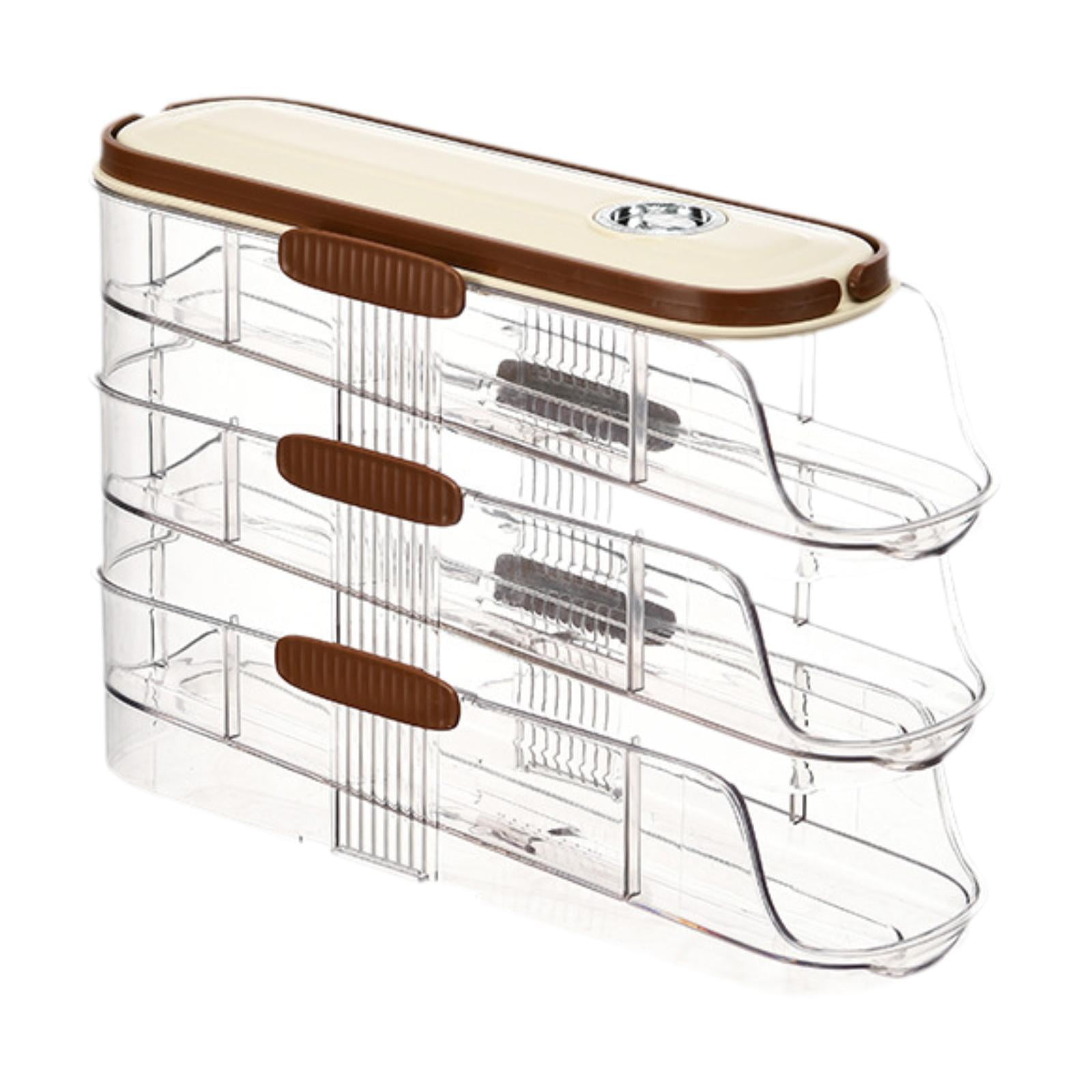 Fiocias Egg Holder for Fridge Rolling Eggs Dispenser Large Capacity Egg Rack Storage Box 3 Tier