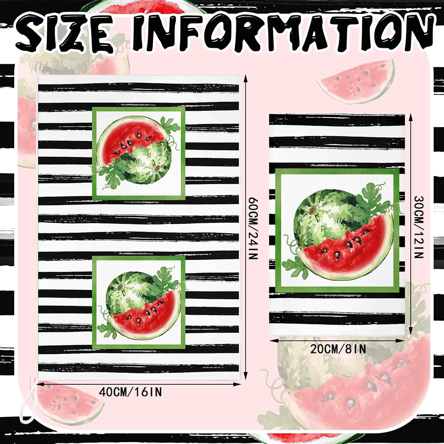 6 Pcs Summer Kitchen Towels 24 x 16 Inch Farmhouse Watermelon Hand Bath Dishtowels Absorbent Watermelon Tea Towel for Holiday Kitchen Bathroom Decor Gifts