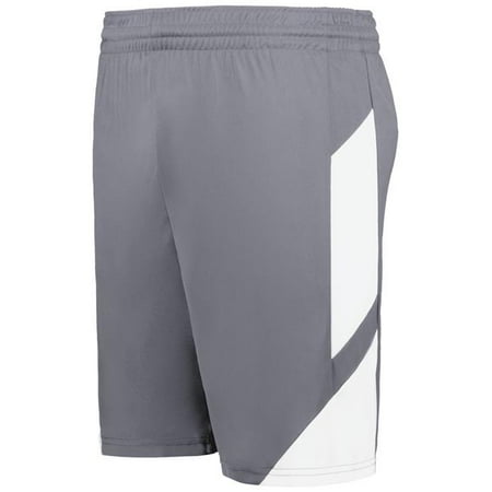 Augusta Sportswear 1737.R04.L Youth Step-Back Modern Fit Basketball Shorts Graphite & White - Large
