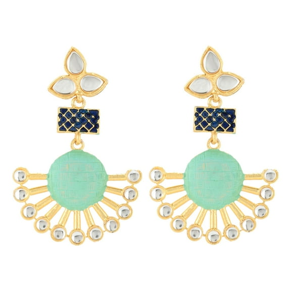 Efulgenz Indian Jewelry Bollywood Antique Faux Pearl Crystal Kundan Dangle Chandbali Earrings Set for Women