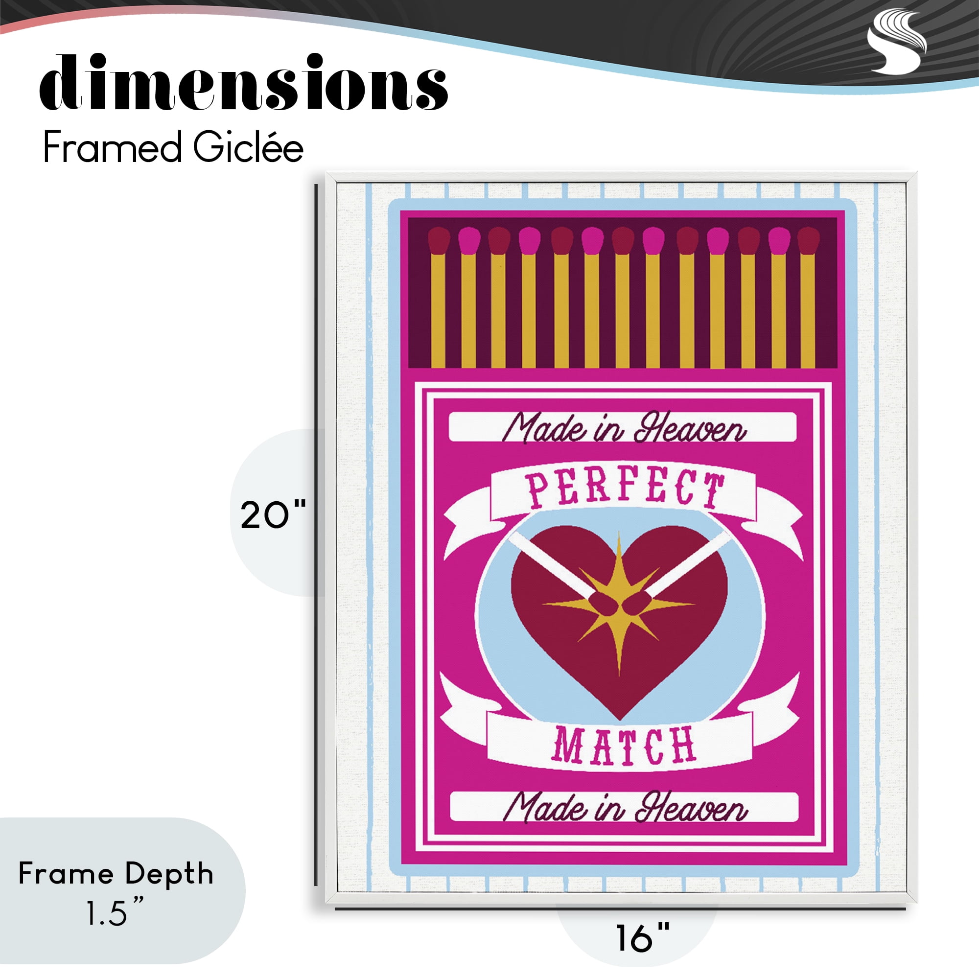 Stupell Industries Perfect Match Made In Heaven White Framed Giclee Art, design by Lil' Rue