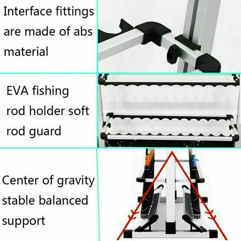 Lineydi Fishing Rod Rack, Fishing Rod Holder 24 Rods for Freshwater Fishing Rods and Combos, Silver
