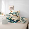 thumbnail image 6 of jejeloiu Antique Map Turtle 7-Piece Twin Bedding,Seashell Coral Print Bedding Comforter Set For Boys,Beige Blue,Light Gray Reversible, 6 of 7