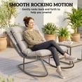 thumbnail image 4 of Outsunny Outdoor Rocking Chair w/ Cushion, Oversized Patio Chair, Khaki, 4 of 10