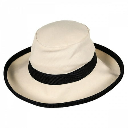 Hemp Hat - Size XL Womens TH8 Hemp 3 Inch Brim UPF 50+ Hat, Natural Hemp w/Black Band & Piping