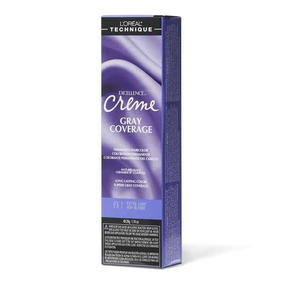 L'Oreal Excellence Creme Gray Coverage Permanent Hair Color, Extra Light Ash Blonde, 9 1/2.1, 1.74 oz