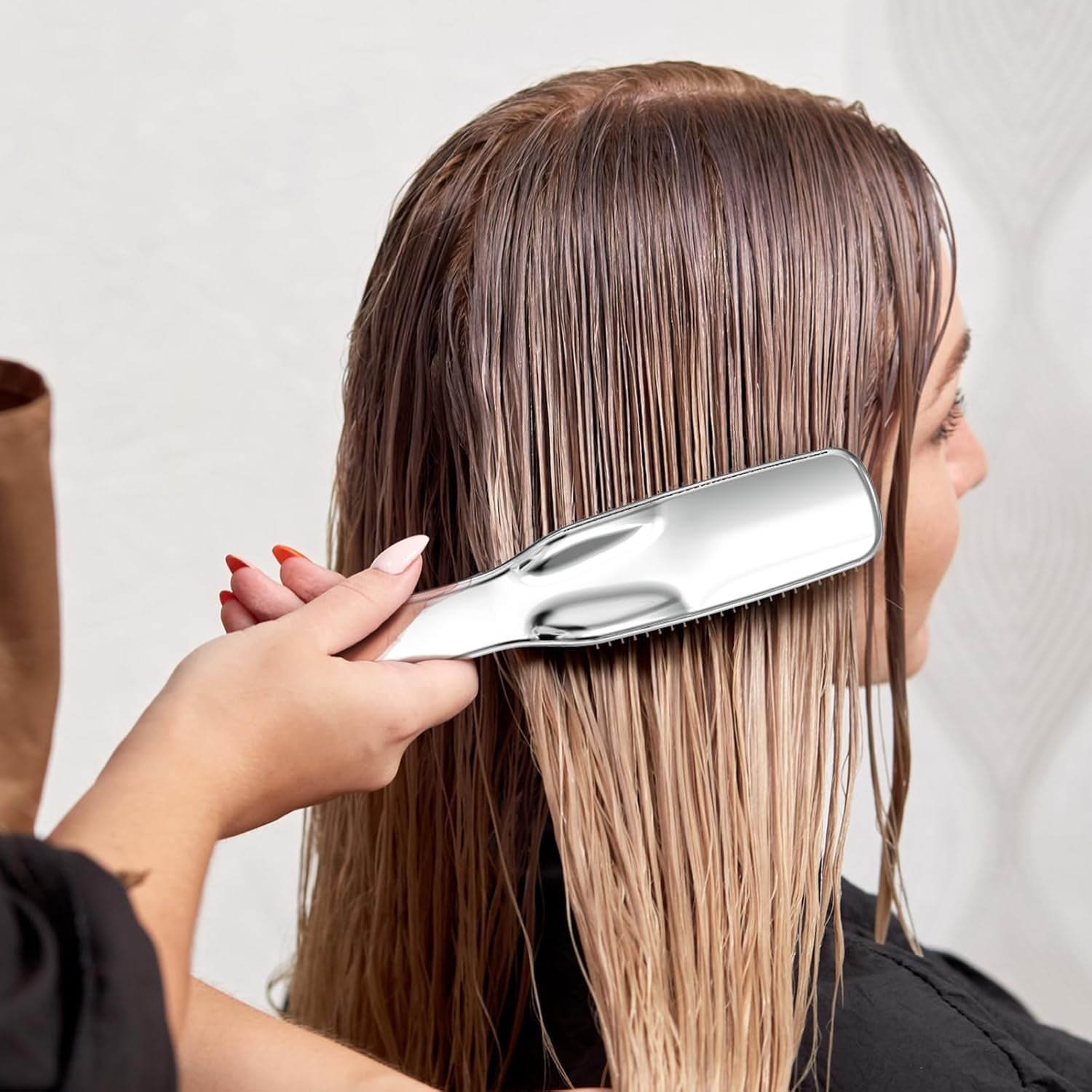 ABPETE Detangling Hair Brush, Dry and Wet Detangler Hair Brush for Women and Men, Massager Scalp Brush for Straight/Long/Fine Hair, Silver