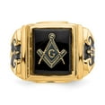 thumbnail image 4 of 10k Men's Polished and Textured with Black Enamel and Onyx Masonic Ring, 4 of 6