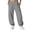 Grey, variant on Women's Pants High Waist Drawstring Pocketed Summer Trousers Solid Color Loose Fit Minimalist Workout Bottoms