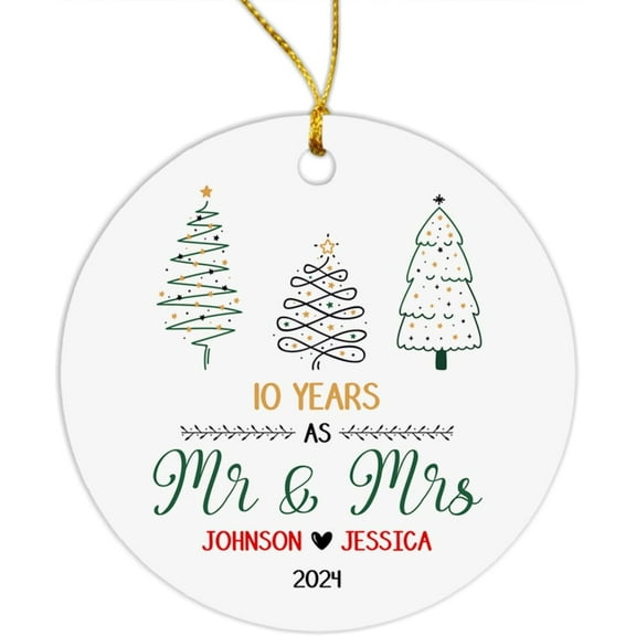Years As Mr & Mrs Ornament, Personalized Wedding Anniversary Christmas Ornament Gifts for Husband Wife, Names & Years Wedding Anniversary Ornament Christmas 2025, Married Ornament Keepsake smystf