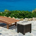 thumbnail image 4 of Gymax Ensemble de 2 Poufs Repose-Pieds en Rotin pour Patio Jardin Extérieur avec Coussin Brun, 4 of 10