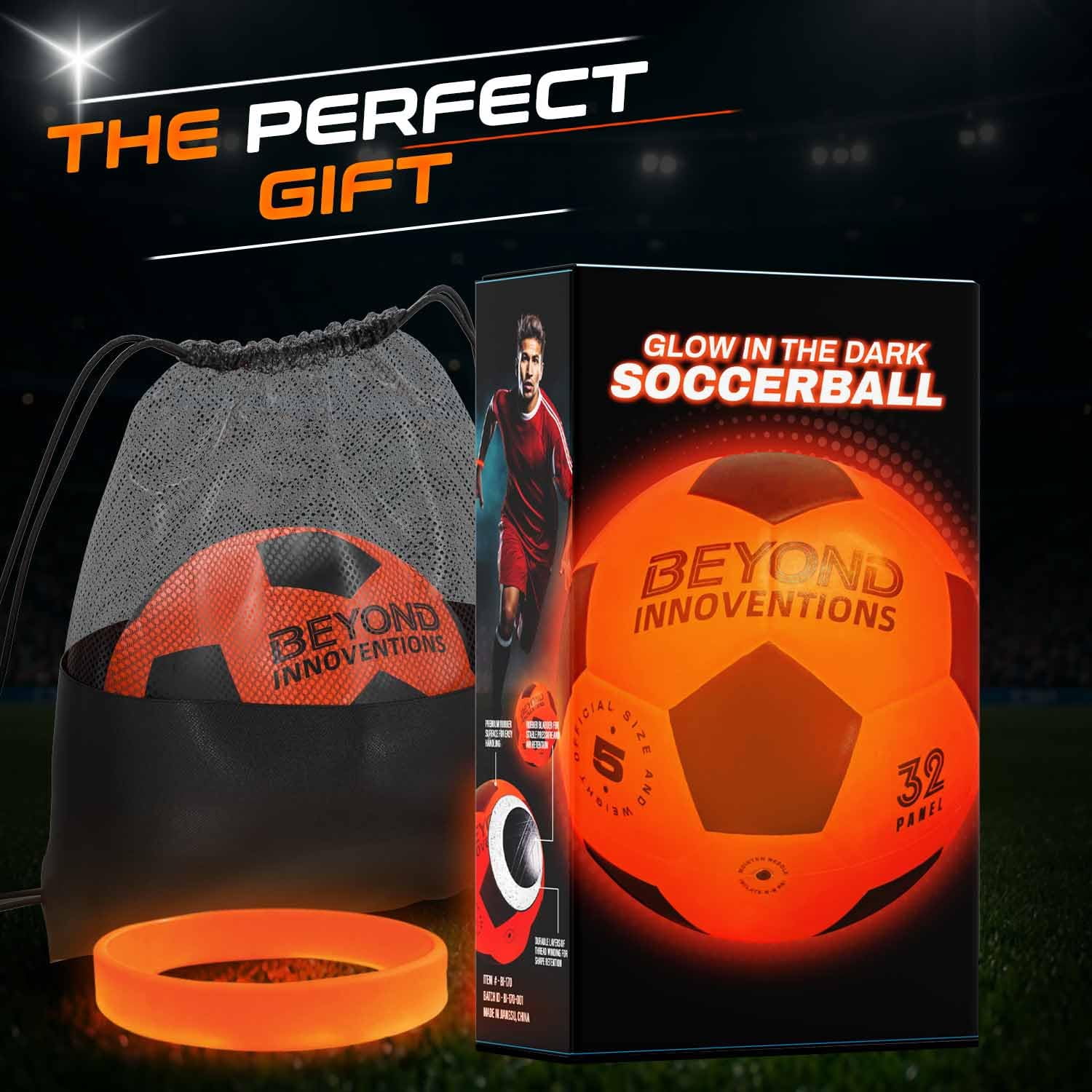 BEYOND INNOVENTIONS Soccer Ball Light Up Glow in the Dark for Boys & Girls 8-15+ Year Old, Size 5