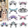 thumbnail image 2 of Pegatina de cejas de diamante 3D, maquillaje de Halloween, diamantes de imitación brillantes, joyería facial, tatuaje, autoadhesivo, bricolaje, belleza, música, decoración del Festival, 2 of 4