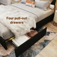 thumbnail image 6 of Queen Bed Frame with 59.06" Tall Headboard, Upholstered Platform Bed with Golden Plating Trim and Storage Drawers,Modern Platform Bed Frame with Wood Slats Support, No Box Spring Needed, 6 of 7