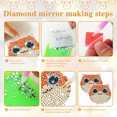 thumbnail image 2 of Espejo Maquillaje Con Mosaico Artístico Diamante Bolsillo Artesanal Gato Dibujos Animados Doble Cara, 2 of 9