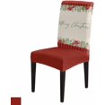 thumbnail image 4 of Chair Covers for Dining Room Set of 4,Merry Christmas Poinsettia Green Leaf Stretch Seat Protector Removable Washable Chairs Slipcovers for Kitchen Banquet Wedding Hotel,Red Floral Berry on Plaid, 4 of 6