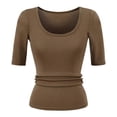 thumbnail image 5 of Kcolen Women's Half Sleeve Square Neck Slim-Fit Tee Tops Summer Beach Fashion Casual Basic Tee Shirts Spring Work Outfits Going Out Trendy Clothes, 5 of 5