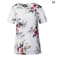thumbnail image 1 of Camiseta de mujer con estampado floral, manga corta, cuello redondo, blusa informal, blanco, M Advancent AP001919-26, 1 of 6