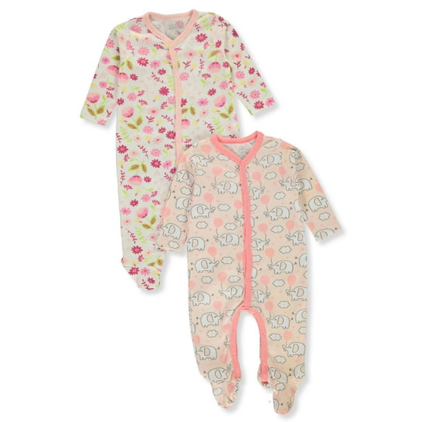 Baby Elements - Baby Elements Baby Girls' 2-Pack Footed Coveralls ...