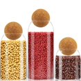 thumbnail image 1 of Glass Jar With Lid Ball Cork Glass Jar Food Storage Container Glass Canisters Decorative Organizer Bottle Canister Jar With Ball Wooden Lids For Grains, Nuts Spices Candies Cookies, Set of 3, 1 of 5