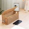 thumbnail image 6 of Handwoven Rattan Cable Management Box, Handwoven Faux Rattan Open Slots Cord Organizer Basket with Lid, Decorative Cord Hider Box, Power Strip Storage 𝐁𝐨𝐱 for Home and Office (Gray, S), 6 of 7