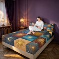 thumbnail image 3 of Homewish Sun Moon Patchwork Bed Sheets, Hippie Celestial Full Size Sheets, 4pcs, 1 Flat Sheet, 1 Fitted Sheet and 2 Pillowcases, 3 of 6