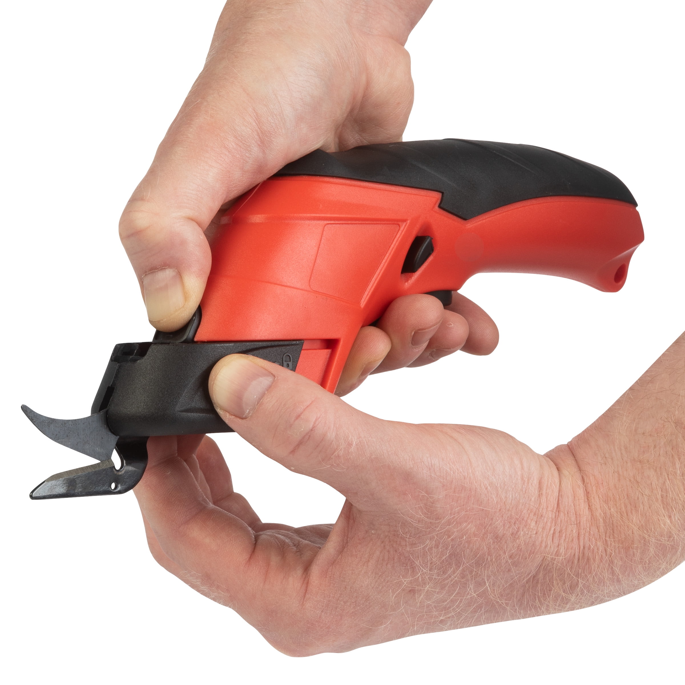 Stalwart Cordless Electric Scissors with 3.6V Rechargeable Battery - Cardboard Cutter Tool, 2 Blades and Standard Power Cord, Red